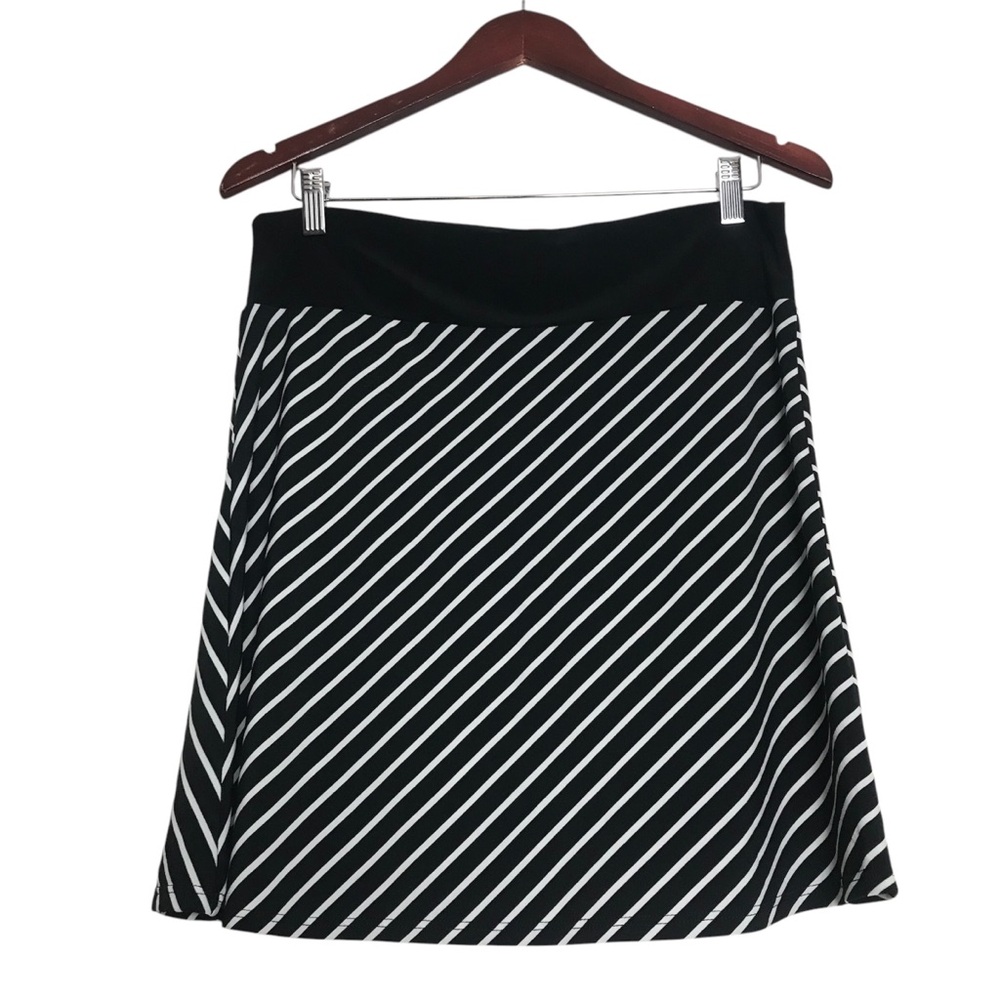 WHBM 90s Fairy Grunge Black White Striped Pull On Skirt Womens Size M Academia